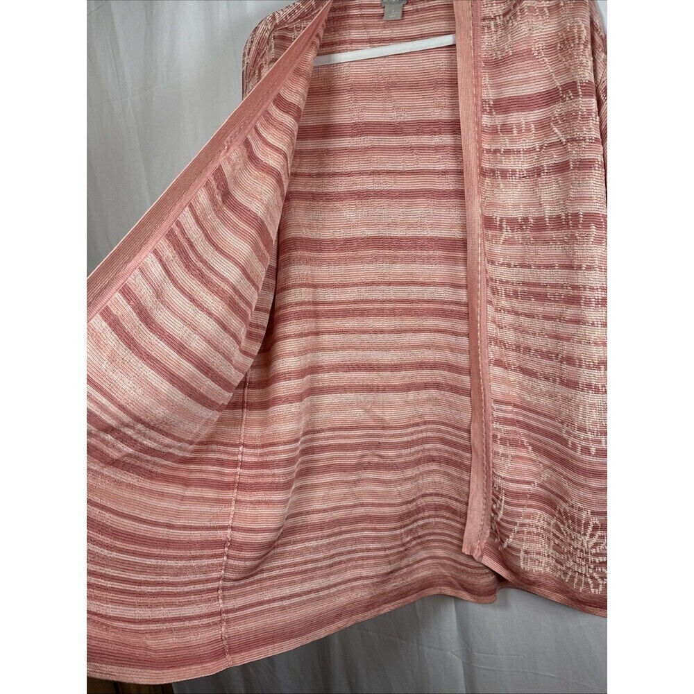 Chico's Women Size 3 XL Light Cardigan Open Front Pink  Abstract Print Preowned - Picture 10 of 12